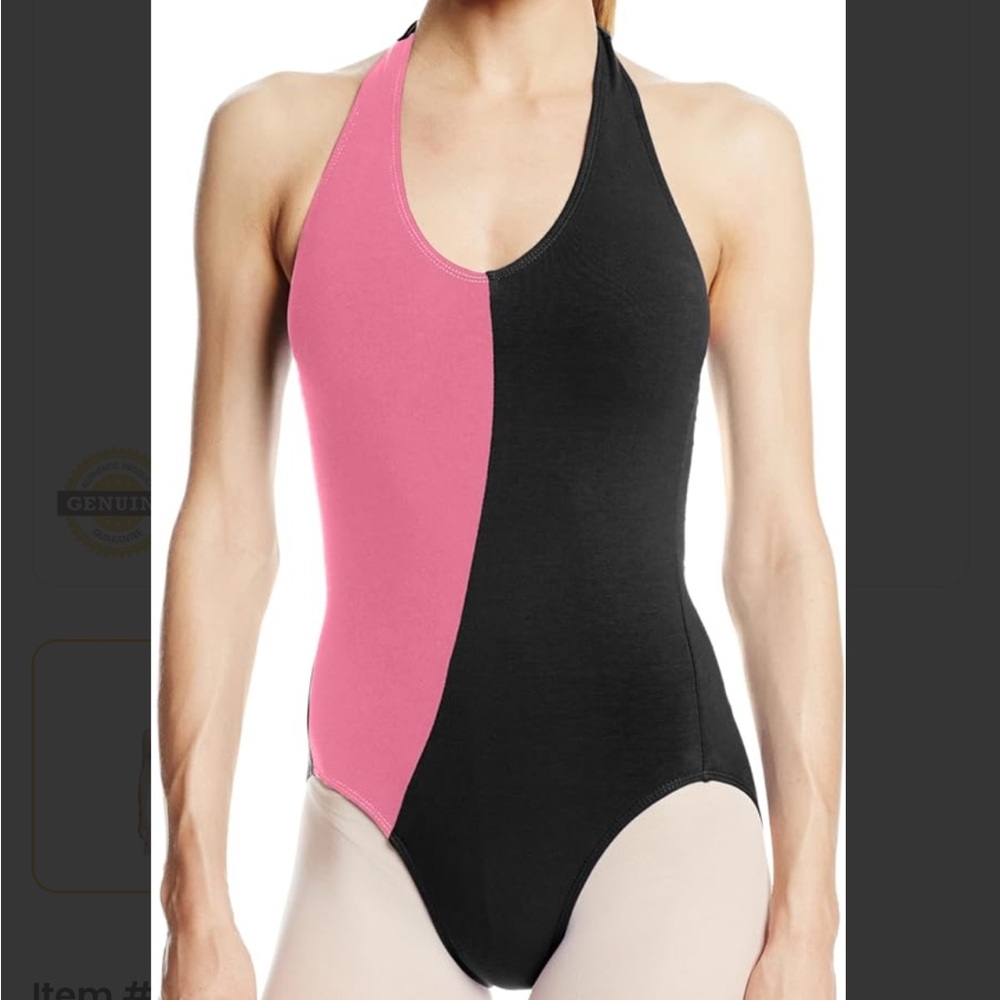 Danskin Halter leotard, pink and black size M